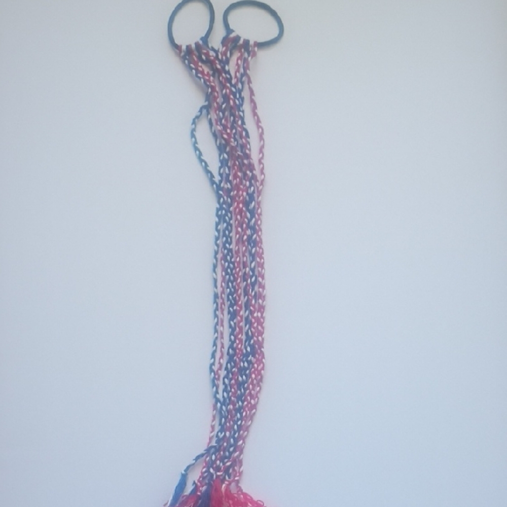 Patriotic Braided Multicolor Hair Ties - Red White & Blue